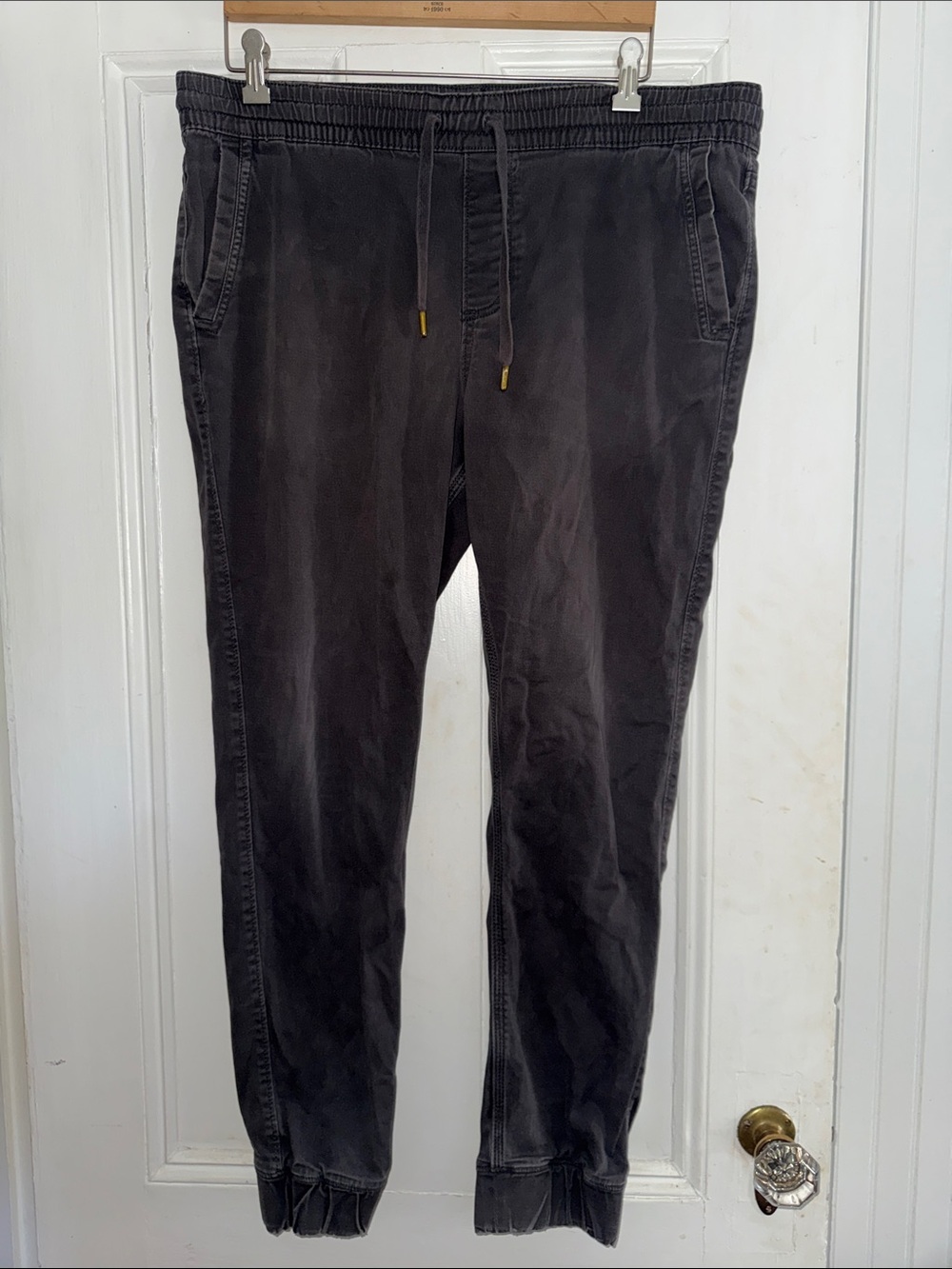 Urban Pipeline Men's Large Washed Black Twill Jogger Pants Drawstring Zip Pocket